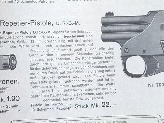 Alte Gaspistole aus dem Stukenbrok Katalog von 1924