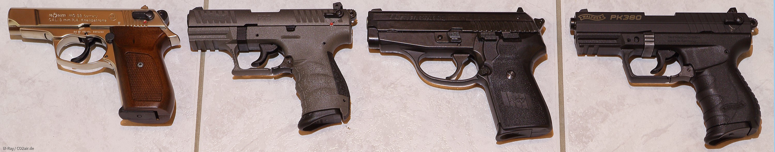 [Größenvergleich] Röhm RG 88 - Walther P22Q - Sig Sauer P239 - Walther PK380