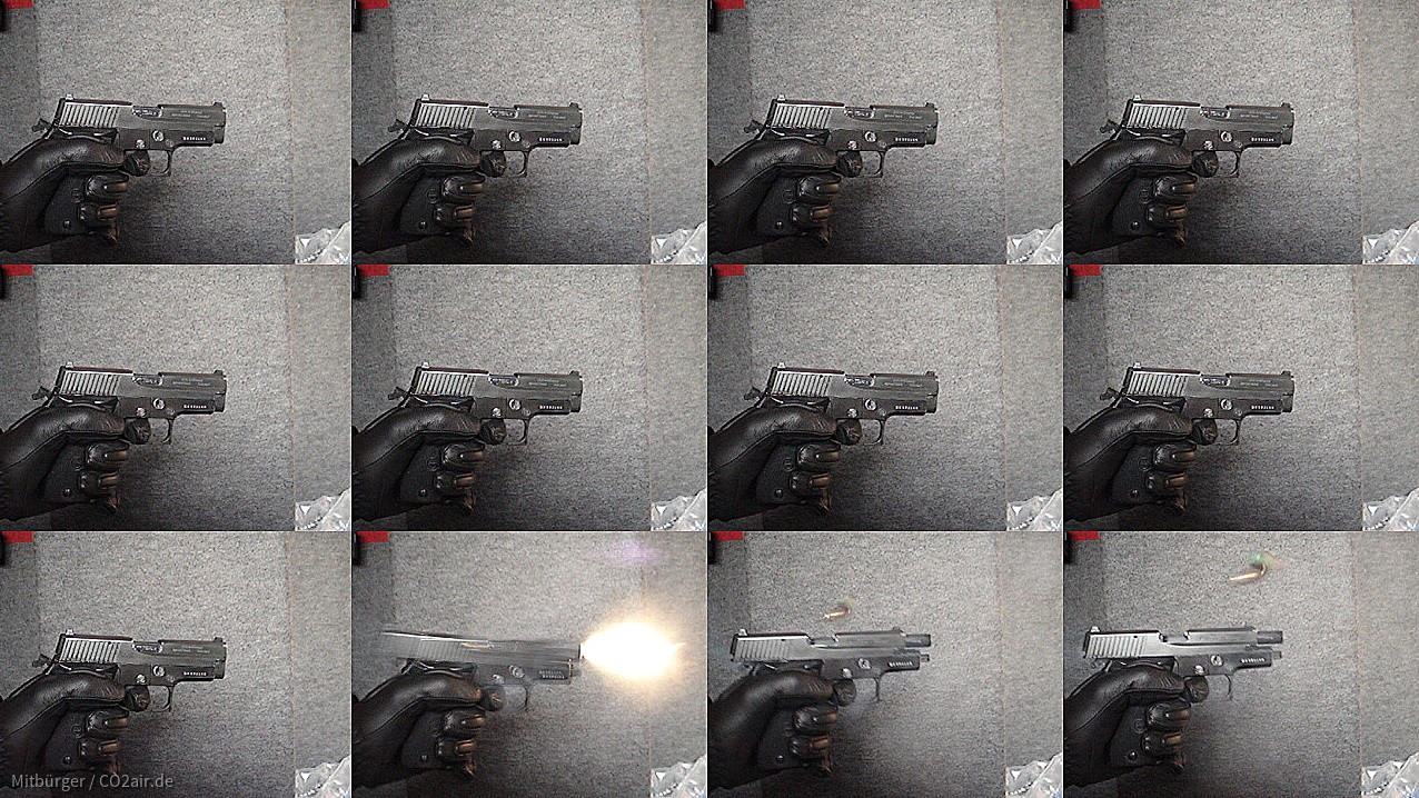 Multibild-Aufnahme einer P225 beim Schuss.